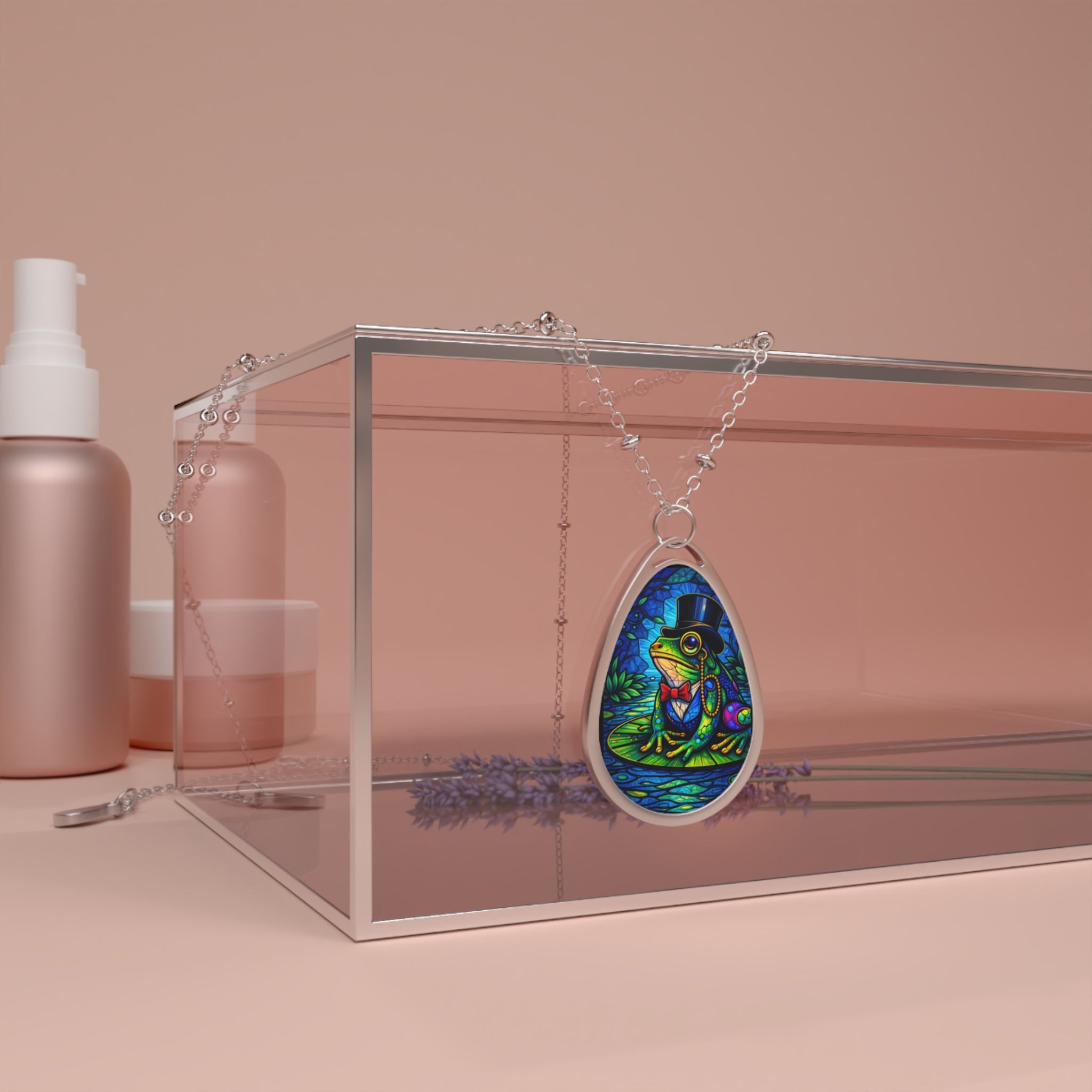Dapper Frog Teardrop Pendant Necklace