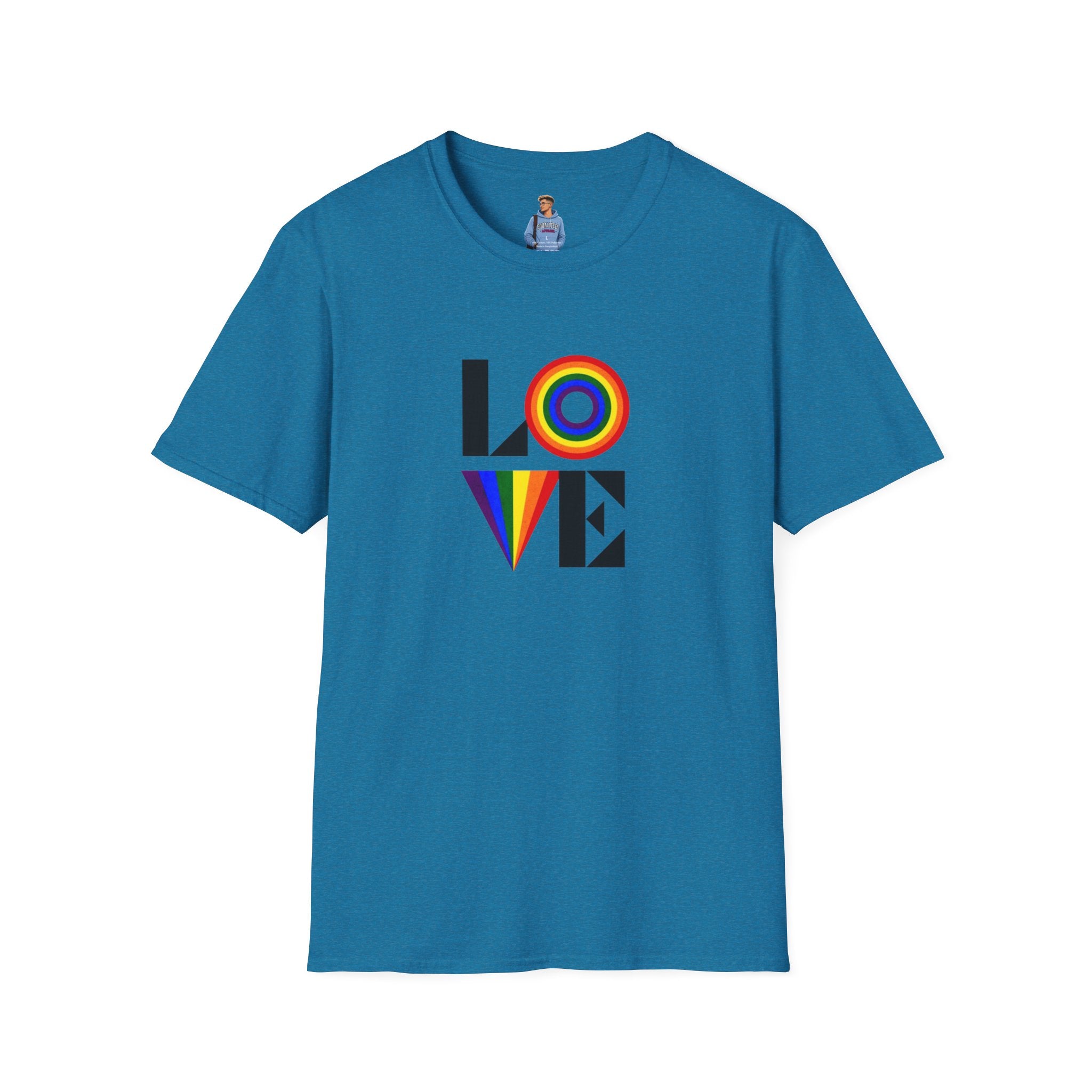 Camiseta unisex suave con diseño vibrante LOVE para Pride