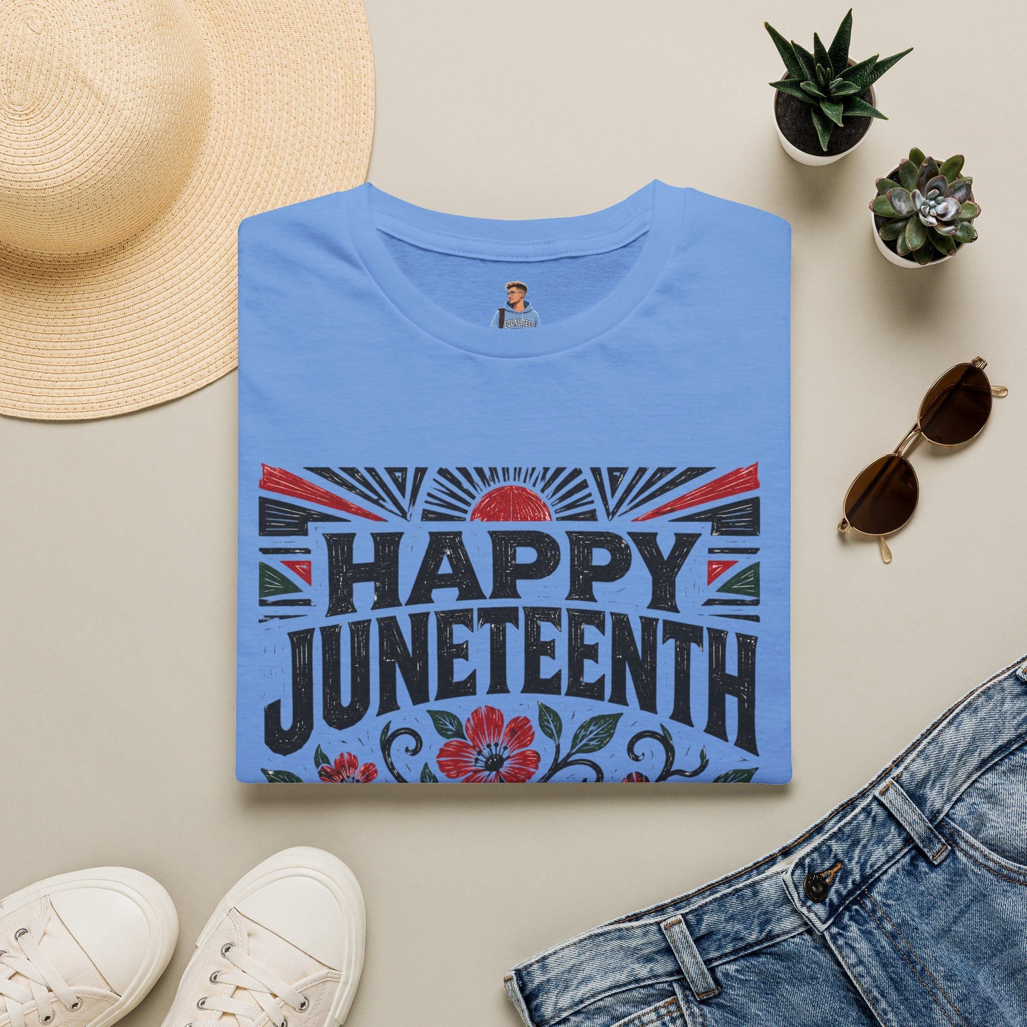 Juneteenth T-Shirt — "Happy Juneteenth" Floral Freedom Tee
