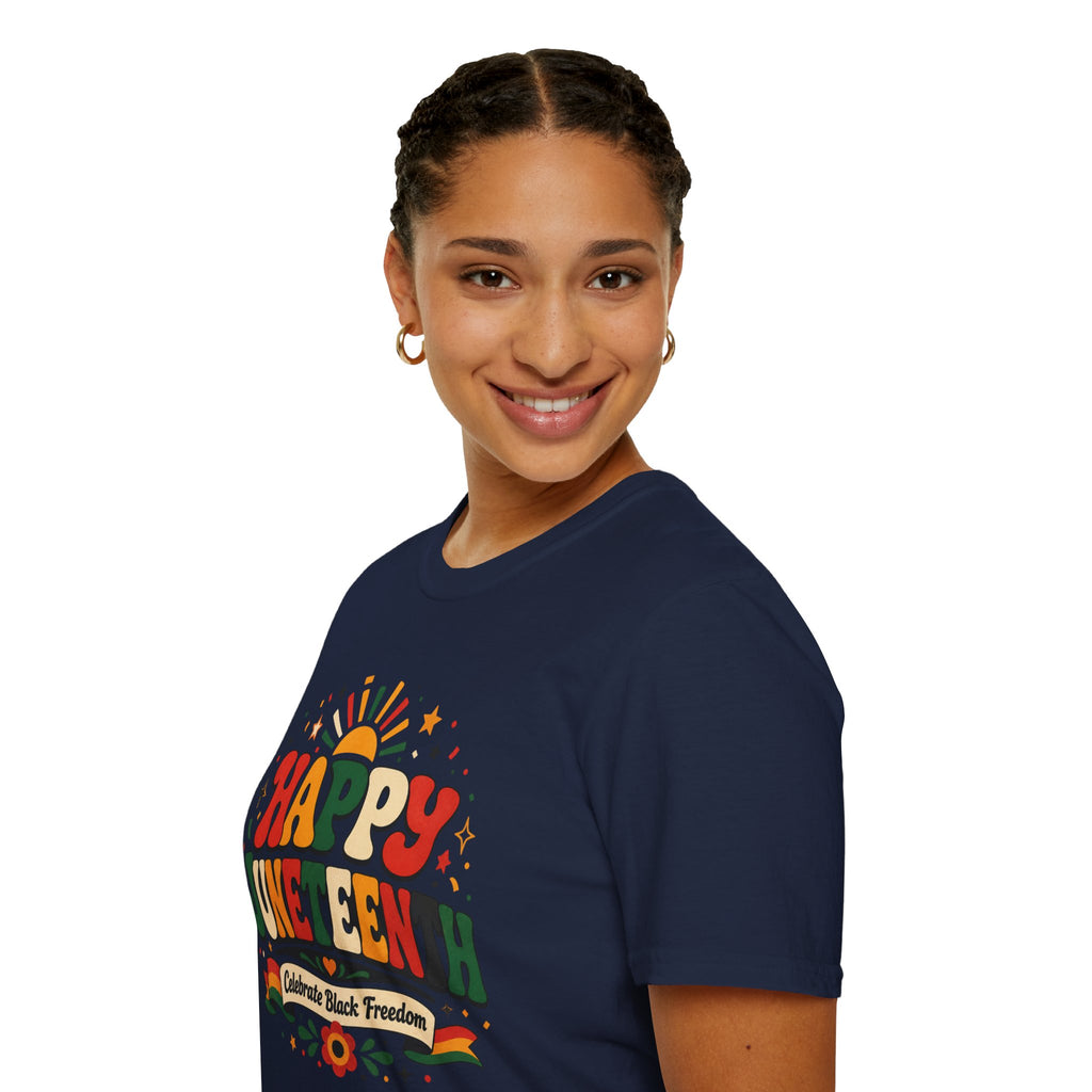 Juneteenth T-Shirt - "Happy Juneteenth" Retro Celebration Tee