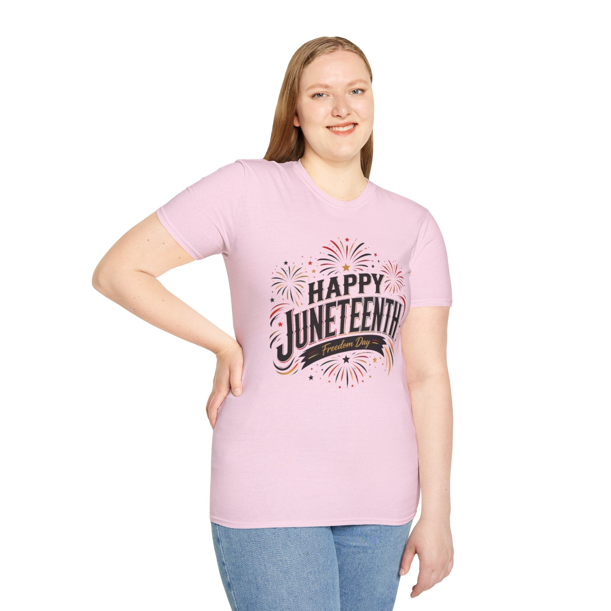 Juneteenth T-Shirt - "Happy Juneteenth" Fireworks Celebration Tee